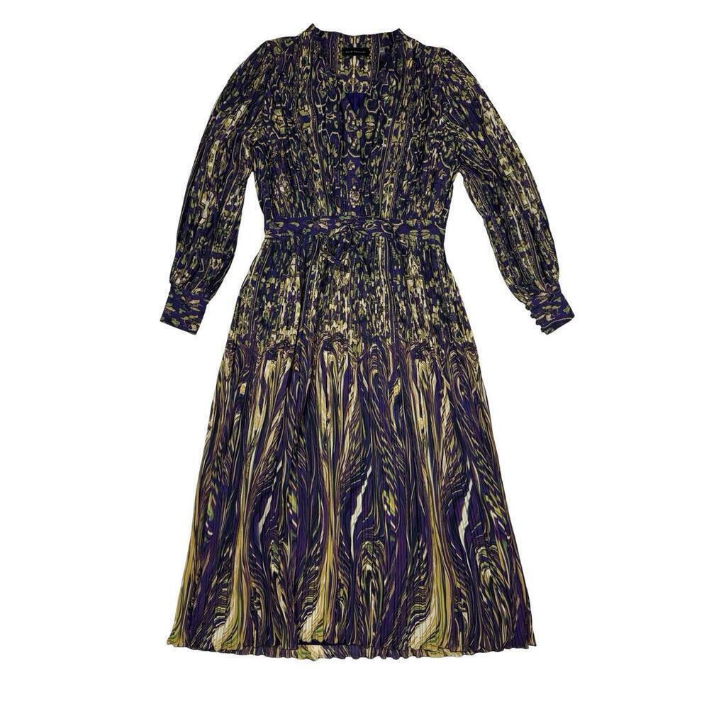 Ellie Tahari The Almada Midi Shirt Dress Puple Multi Size 6 US